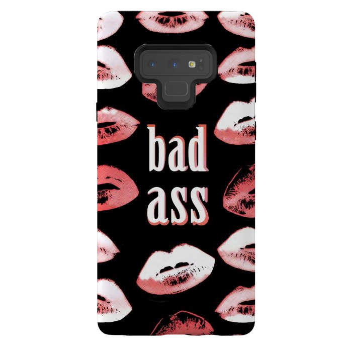Galaxy Note 9 StrongFit Badass lipstick kisses quote design by Oana 
