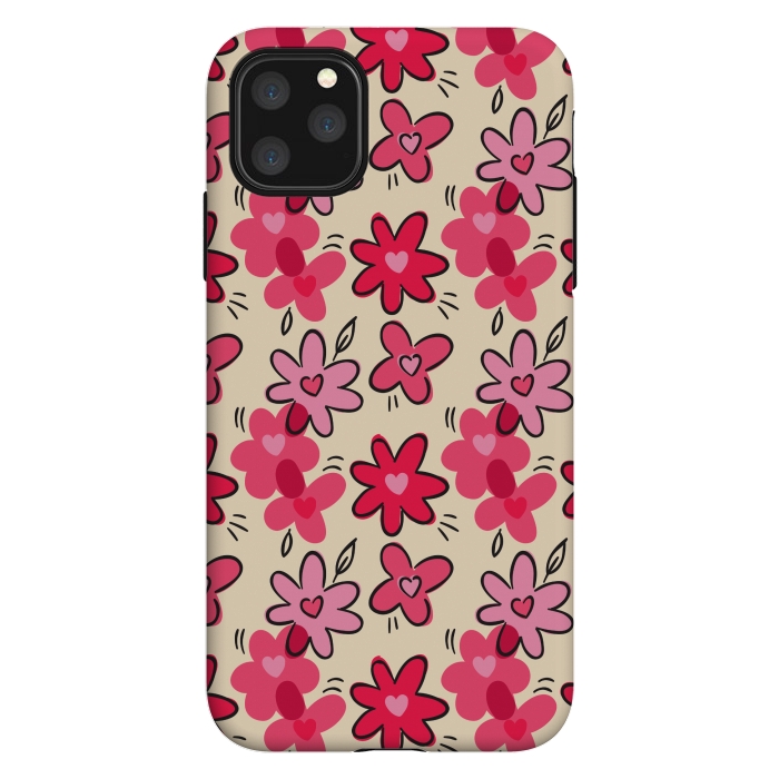 iPhone 11 Pro Max StrongFit FLORAL HEART PATTERN by MALLIKA