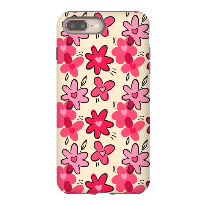 iPhone 7 plus StrongFit FLORAL HEART PATTERN by MALLIKA