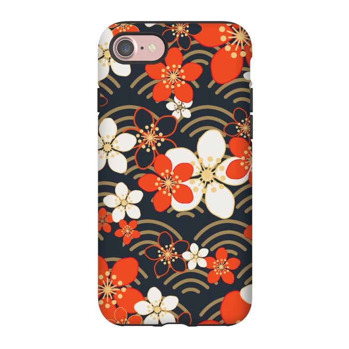 iPhone 7 StrongFit white floral ethnic pattern 2  by MALLIKA
