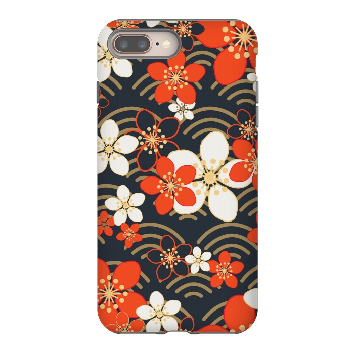 iPhone 7 plus StrongFit white floral ethnic pattern 2  by MALLIKA