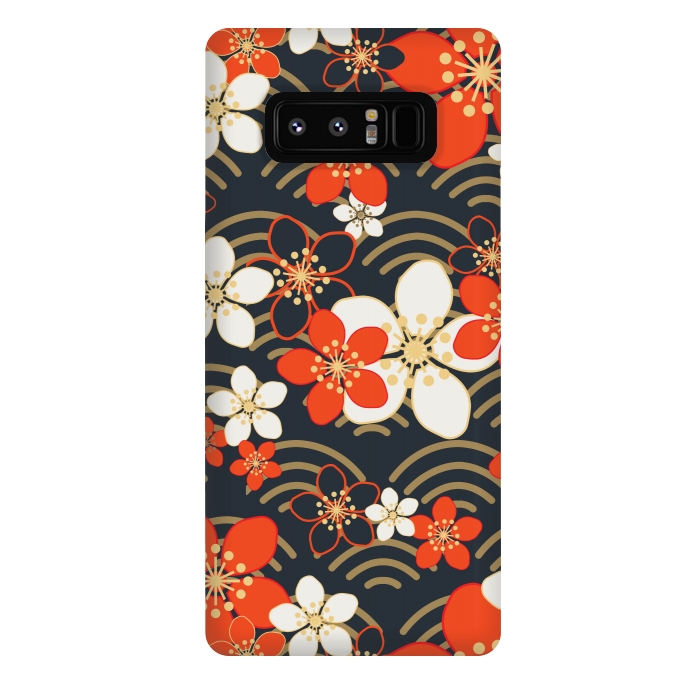 Galaxy Note 8 StrongFit white floral ethnic pattern 2  by MALLIKA
