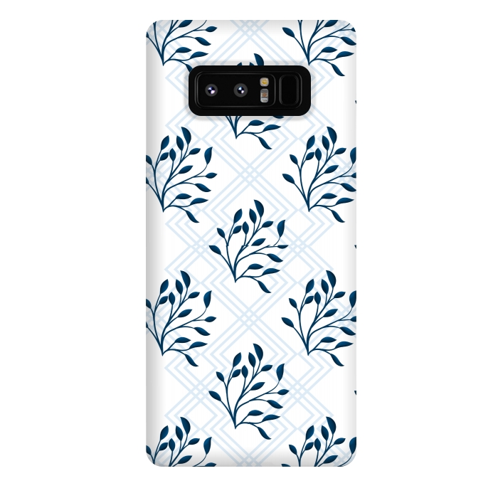 Galaxy Note 8 StrongFit checks leaf pattern blue by MALLIKA
