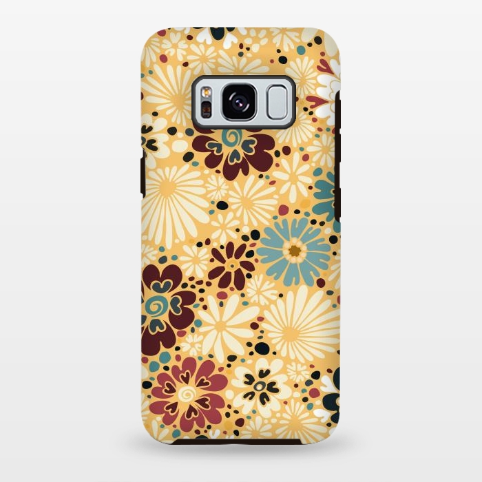 Galaxy S8 plus StrongFit 70s Valentine Flowers in Blue and Yellow by Paula Ohreen