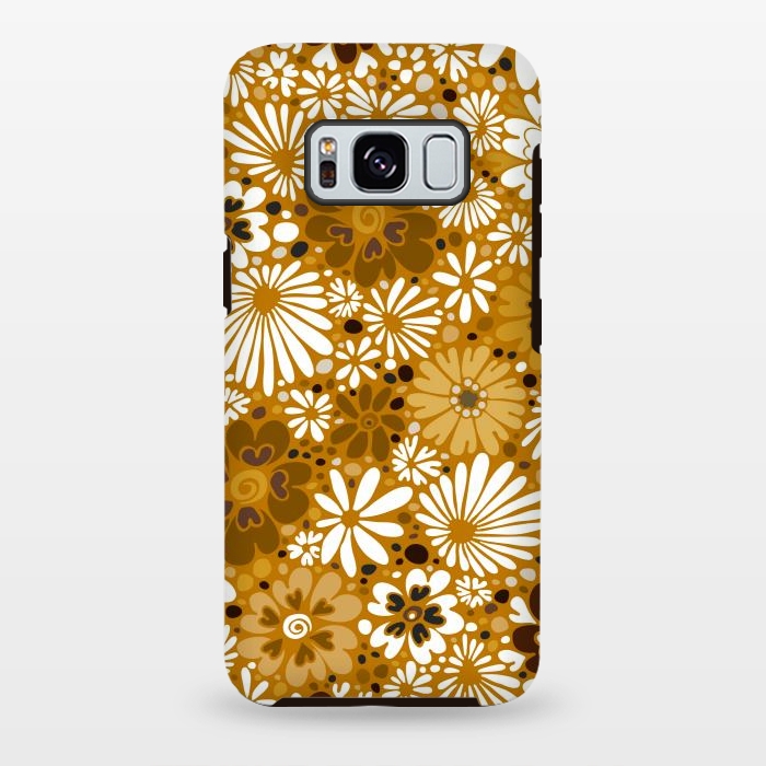 Galaxy S8 plus StrongFit 70s Valentine Flowers in Mustard and White by Paula Ohreen