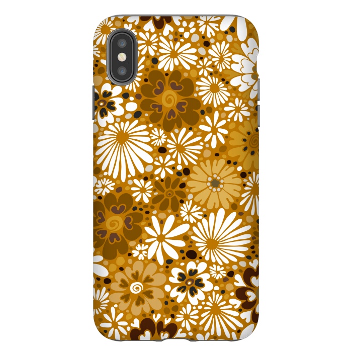 iPhone Xs Max StrongFit 70s Valentine Flowers in Mustard and White by Paula Ohreen