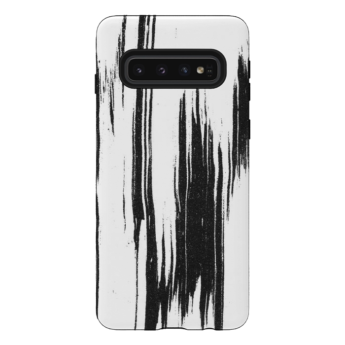 Galaxy S10 StrongFit Black ink brushstroke on white background by Oana 