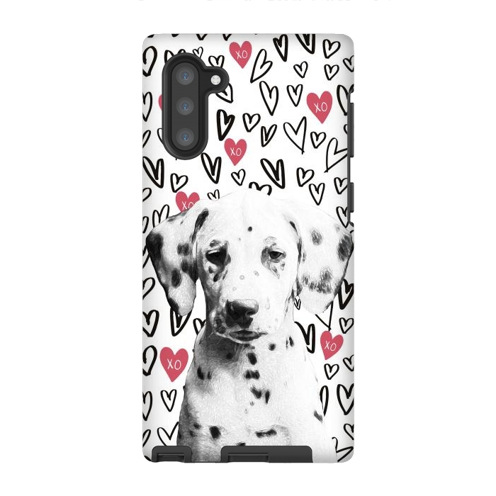 Galaxy Note 10 StrongFit Cute Dalmatian and hearts Valentine's day by Oana 
