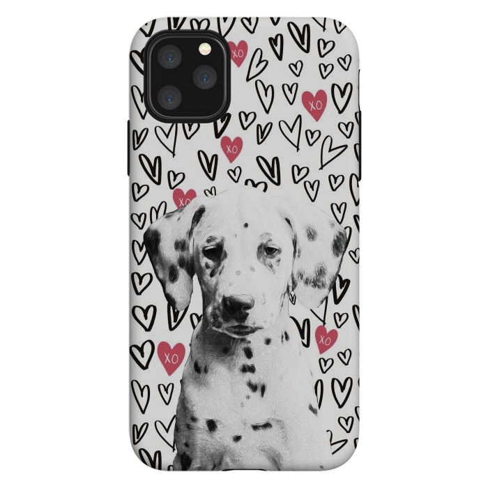 iPhone 11 Pro Max StrongFit Cute Dalmatian and hearts Valentine's day by Oana 