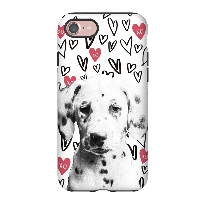 iPhone 7 StrongFit Cute Dalmatian and hearts Valentine's day by Oana 