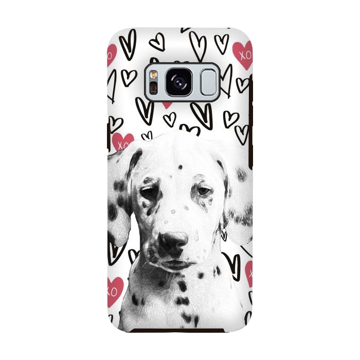 Galaxy S8 StrongFit Cute Dalmatian and hearts Valentine's day by Oana 