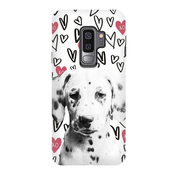 Galaxy S9 plus StrongFit Cute Dalmatian and hearts Valentine's day by Oana 