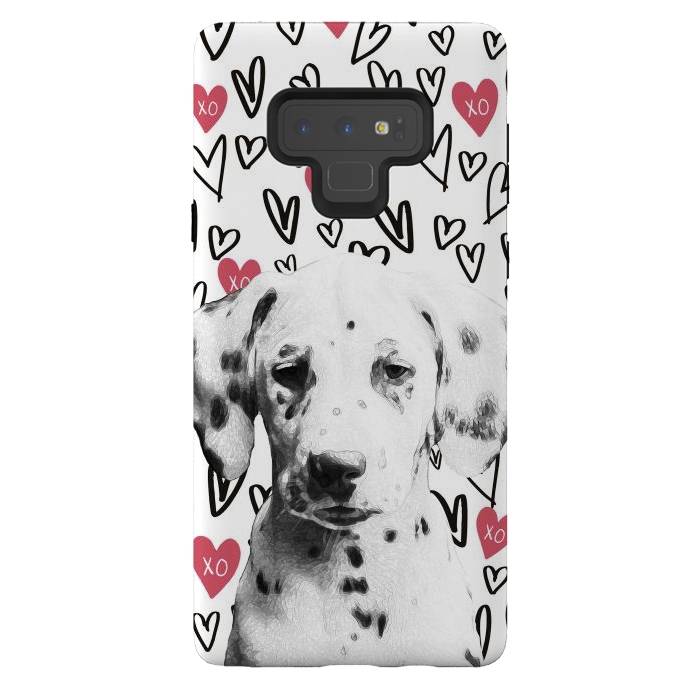 Galaxy Note 9 StrongFit Cute Dalmatian and hearts Valentine's day by Oana 