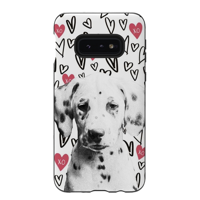 Galaxy S10e StrongFit Cute Dalmatian and hearts Valentine's day by Oana 