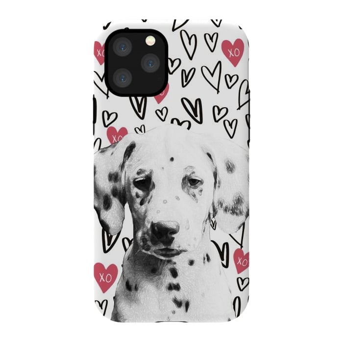 iPhone 11 Pro StrongFit Cute Dalmatian and hearts Valentine's day by Oana 