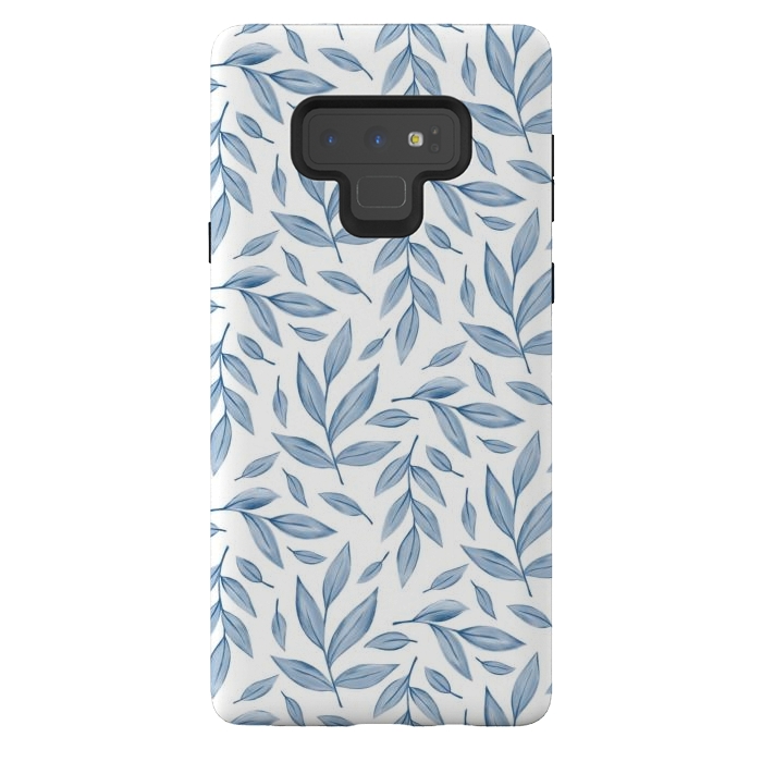 Galaxy Note 9 StrongFit blue leaves by Alena Ganzhela