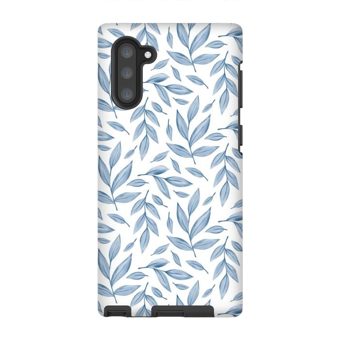 Galaxy Note 10 StrongFit blue leaves by Alena Ganzhela