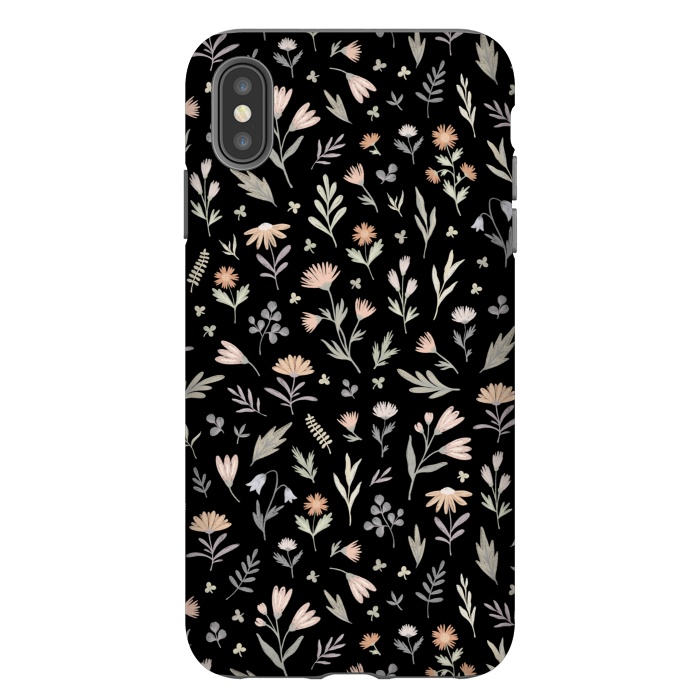 iPhone Xs Max StrongFit gentle flora on a black by Alena Ganzhela