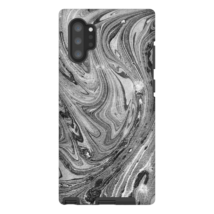 Galaxy Note 10 plus StrongFit Dark grey marble swirl by Oana 