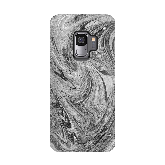 Galaxy S9 StrongFit Dark grey marble swirl by Oana 