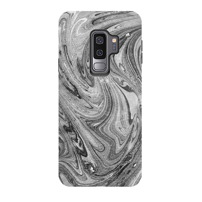 Galaxy S9 plus StrongFit Dark grey marble swirl by Oana 