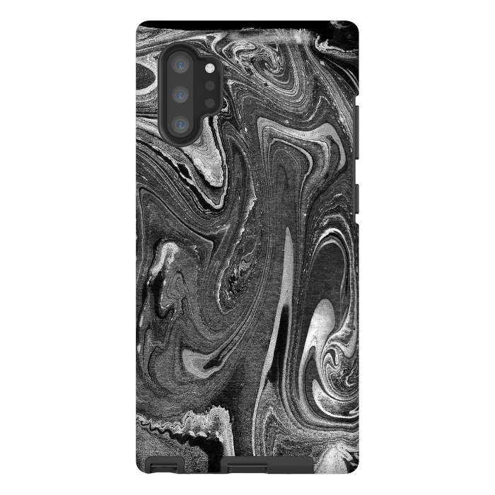 Galaxy Note 10 plus StrongFit black grey liquid marble by Oana 