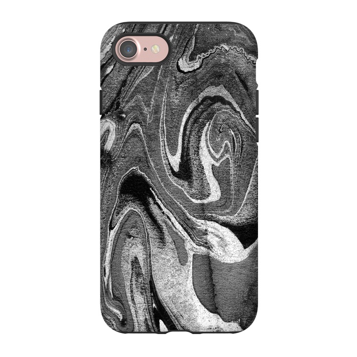 iPhone 7 StrongFit black grey liquid marble by Oana 