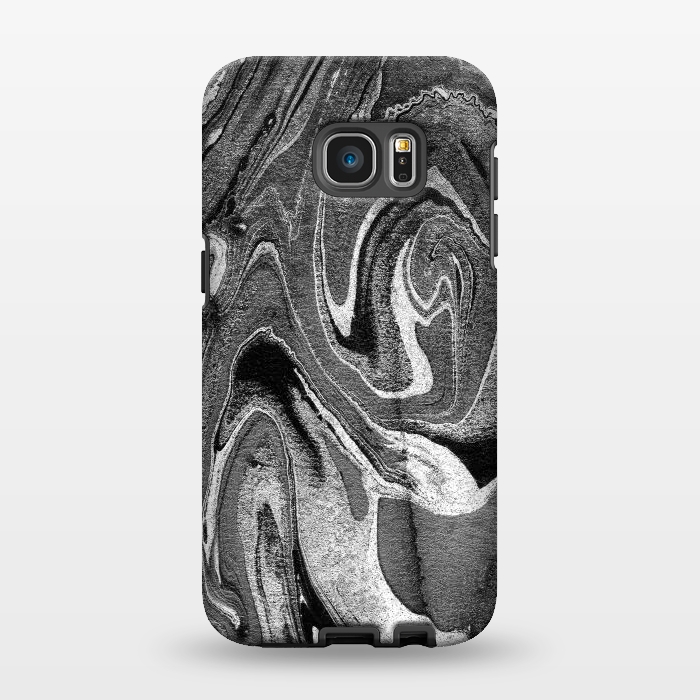 Galaxy S7 EDGE StrongFit black grey liquid marble by Oana 