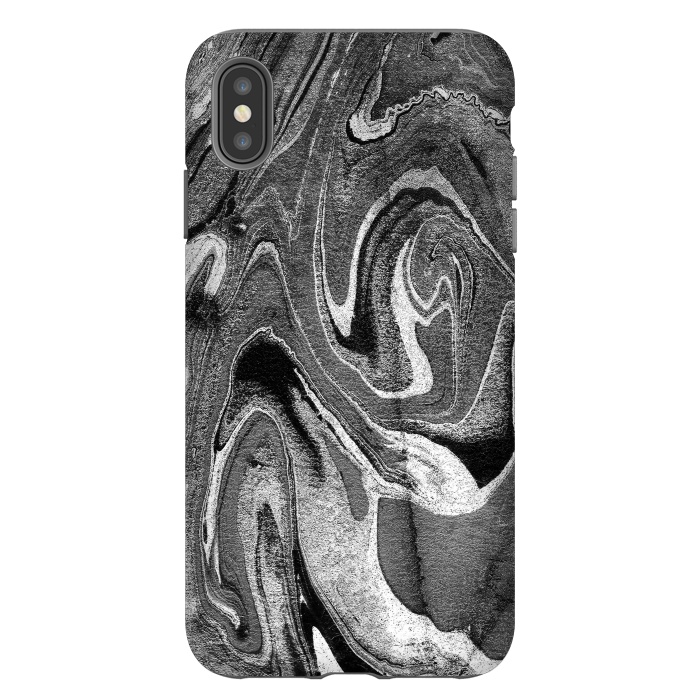 iPhone Xs Max StrongFit black grey liquid marble by Oana 