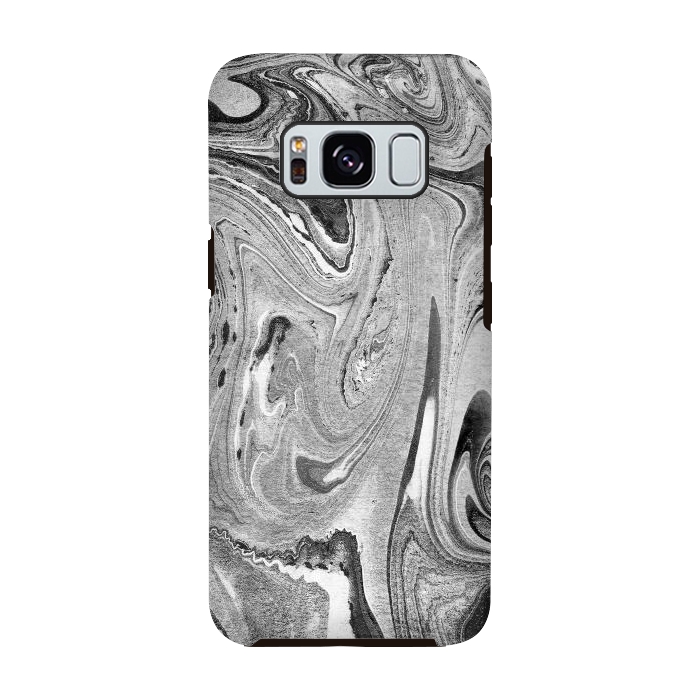 Galaxy S8 StrongFit Monochrome liquid marble art swirls by Oana 