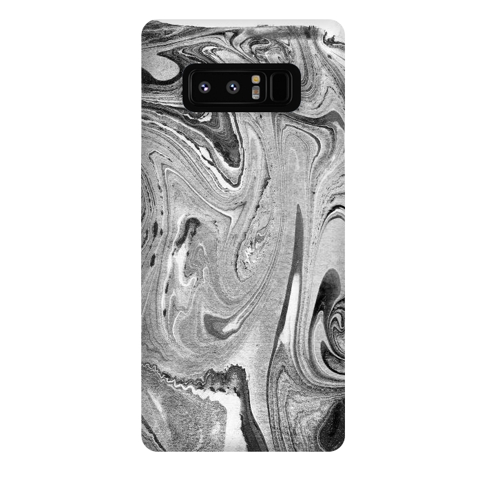 Galaxy Note 8 StrongFit Monochrome liquid marble art swirls by Oana 