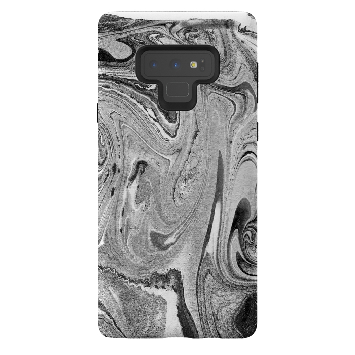 Galaxy Note 9 StrongFit Monochrome liquid marble art swirls by Oana 