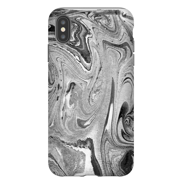 iPhone Xs Max StrongFit Monochrome liquid marble art swirls by Oana 