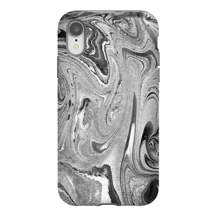 iPhone Xr StrongFit Monochrome liquid marble art swirls by Oana 