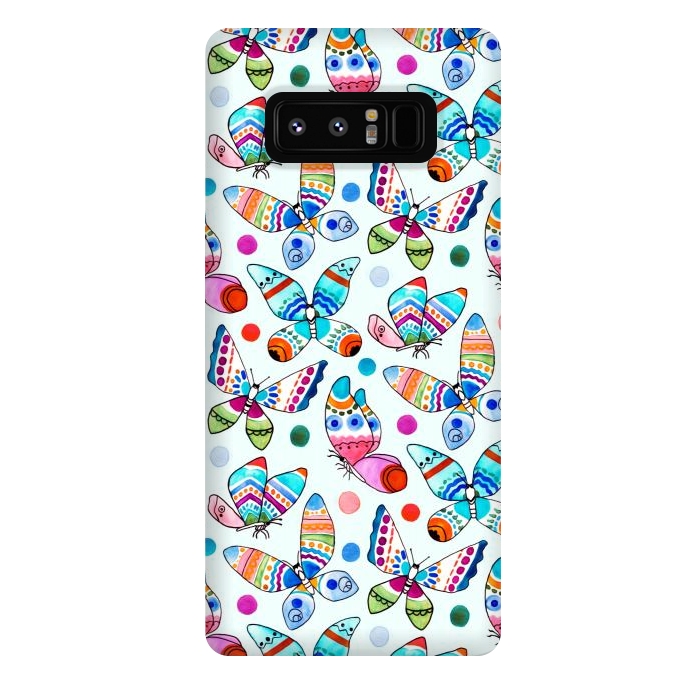 Galaxy Note 8 StrongFit Jewel Tone Watercolor Butterflies  by Tigatiga