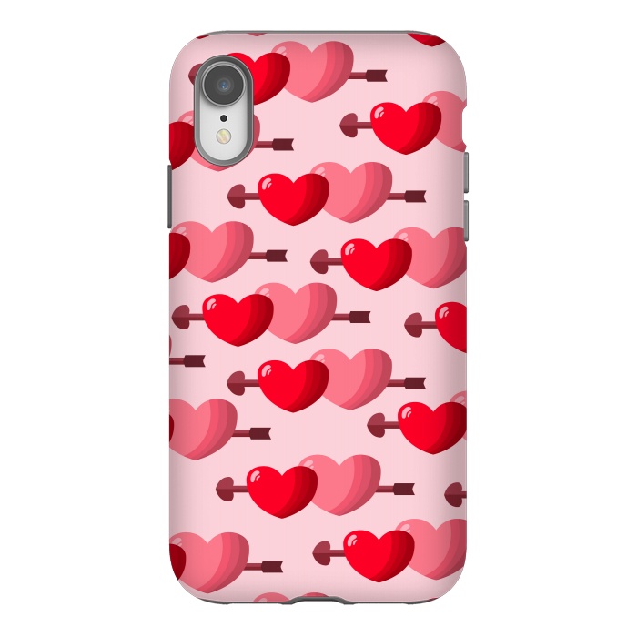 iPhone Xr StrongFit pink red hearts pattern by MALLIKA