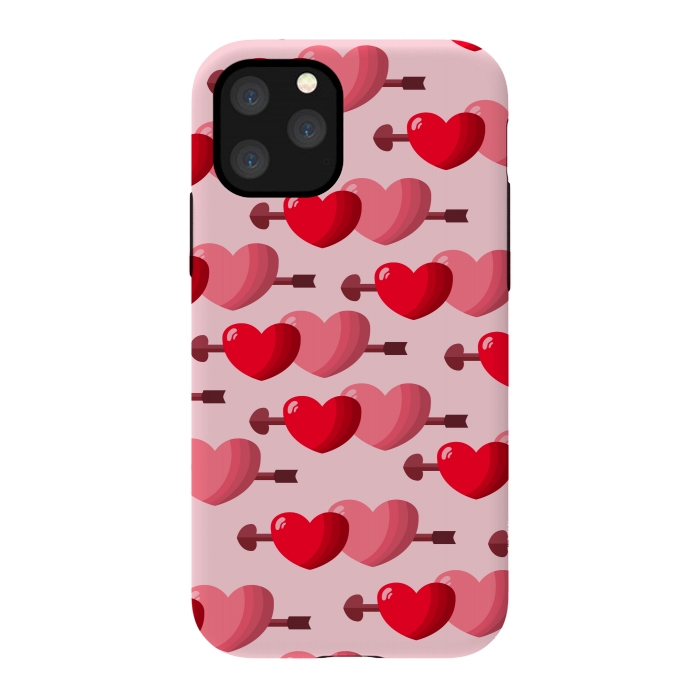 iPhone 11 Pro StrongFit pink red hearts pattern by MALLIKA