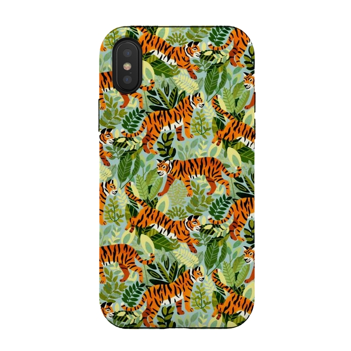 iPhone Xs / X StrongFit Bright Bangel Tiger Jungle  by Tigatiga