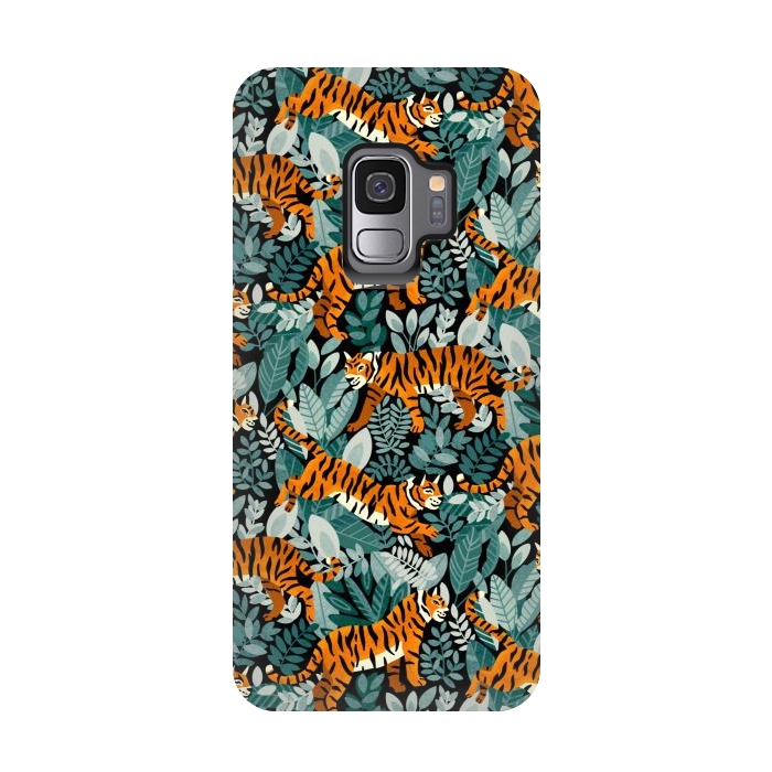 Galaxy S9 StrongFit Bangel Tiger Teal Jungle  by Tigatiga