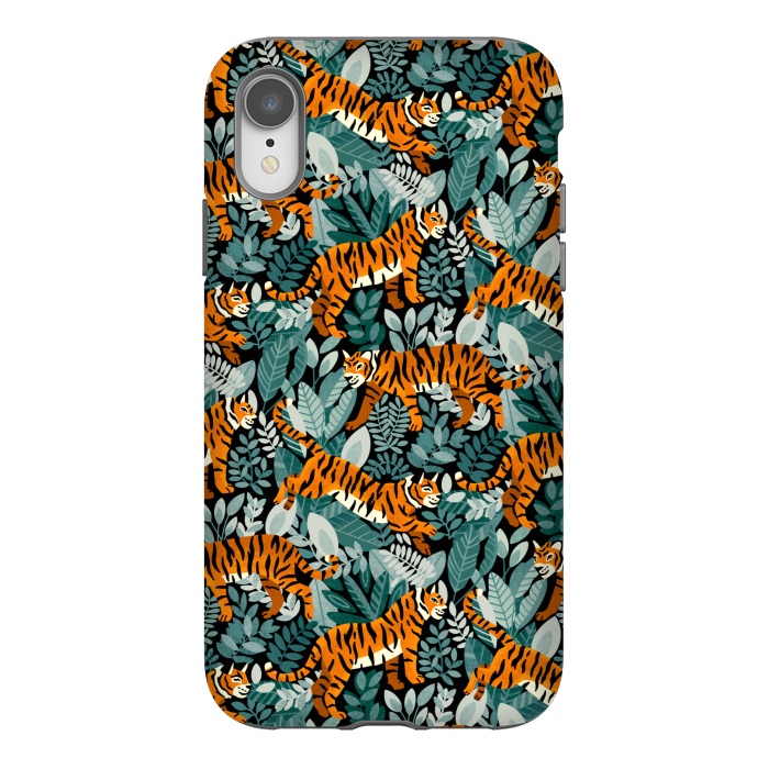 iPhone Xr StrongFit Bangel Tiger Teal Jungle  by Tigatiga
