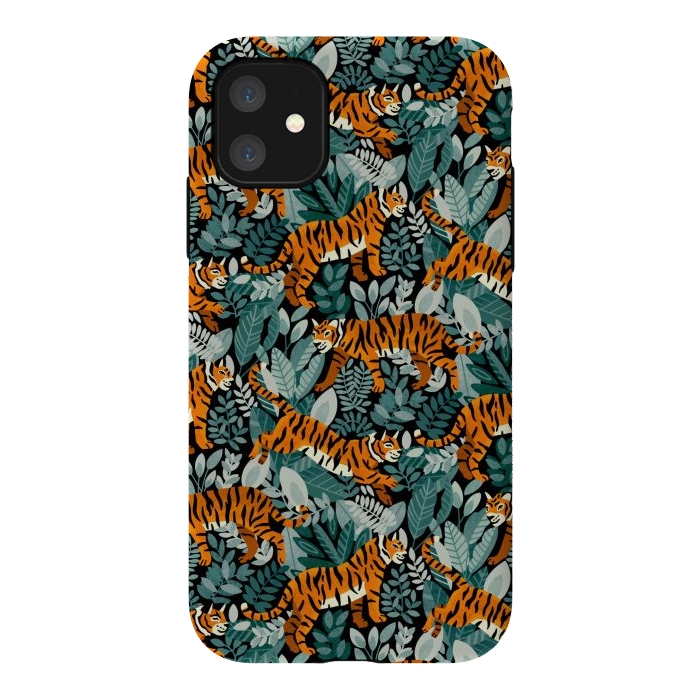 iPhone 11 StrongFit Bangel Tiger Teal Jungle  by Tigatiga
