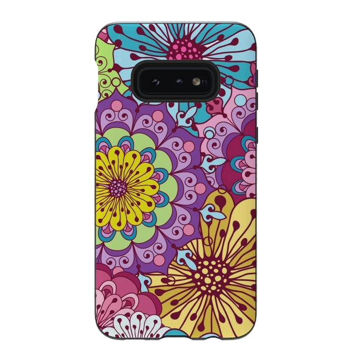 Galaxy S10e StrongFit Brightly Colored Flowers by ArtsCase