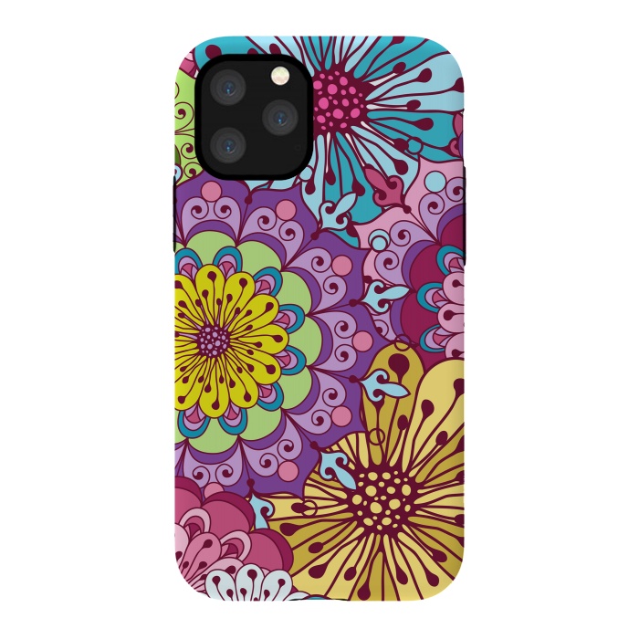 iPhone 11 Pro Max StrongFit Brightly Colored Flowers by ArtsCase