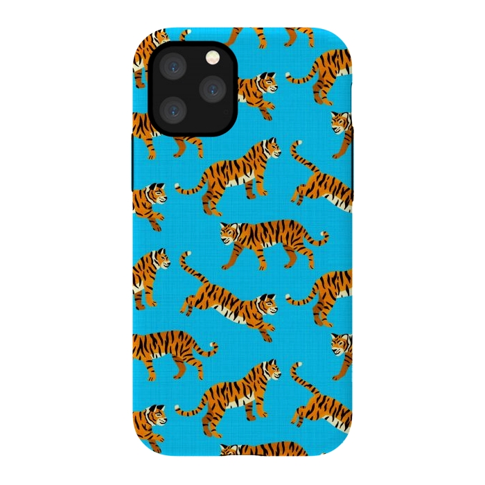 iPhone 11 Pro StrongFit Bangel Tigers - Electric Blue  by Tigatiga