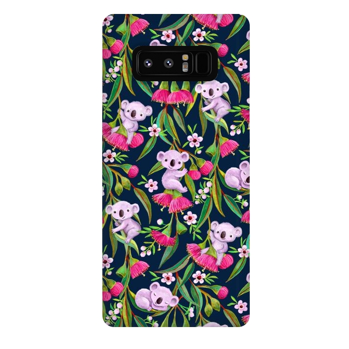 Galaxy Note 8 StrongFit Teeny Tiny Koalas with Tea Tree Blossoms and Eucalyptus Flowers by Micklyn Le Feuvre