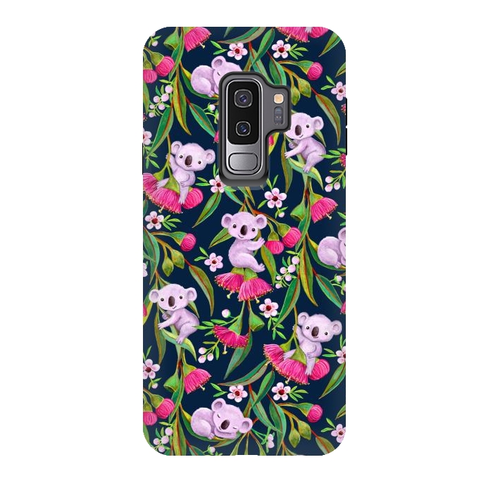 Galaxy S9 plus StrongFit Teeny Tiny Koalas with Tea Tree Blossoms and Eucalyptus Flowers by Micklyn Le Feuvre