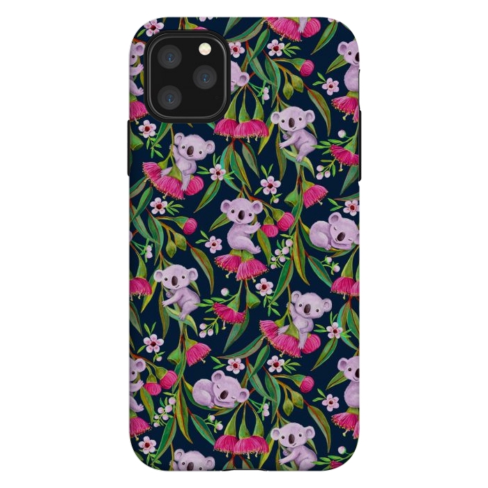 iPhone 11 Pro Max StrongFit Teeny Tiny Koalas with Tea Tree Blossoms and Eucalyptus Flowers by Micklyn Le Feuvre