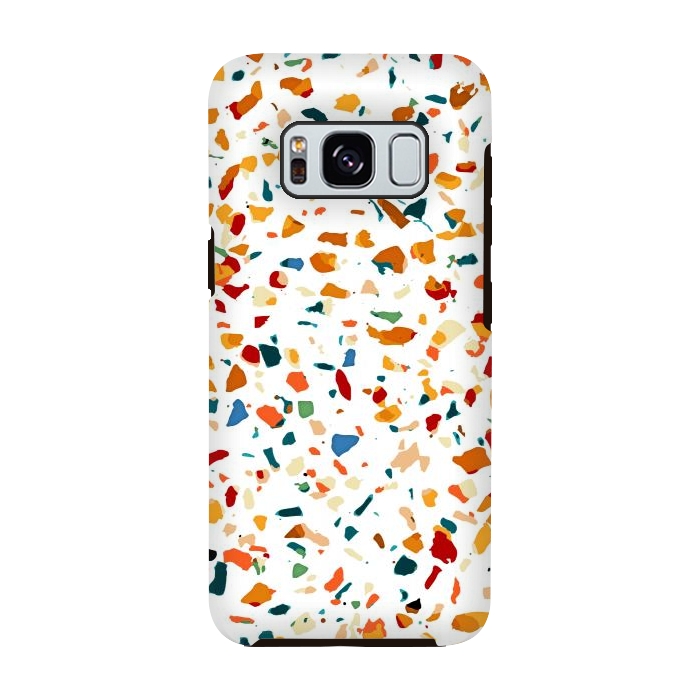 Galaxy S8 StrongFit Tan Terrazzo | Eclectic Quirky Confetti Painting | Celebration Colorful Boho Happy Party Graphic  by Uma Prabhakar Gokhale
