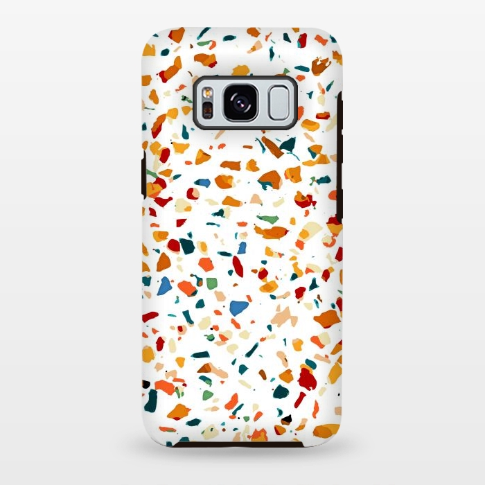 Galaxy S8 plus StrongFit Tan Terrazzo | Eclectic Quirky Confetti Painting | Celebration Colorful Boho Happy Party Graphic  by Uma Prabhakar Gokhale