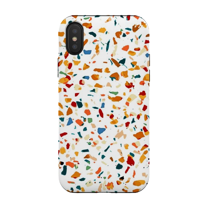 iPhone Xs / X StrongFit Tan Terrazzo | Eclectic Quirky Confetti Painting | Celebration Colorful Boho Happy Party Graphic  by Uma Prabhakar Gokhale